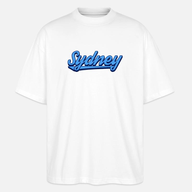 Sydney Ocean Script Logo - Stanley/Stella Oversized Unisex Organic T-shirt Blaster 2.0 - white