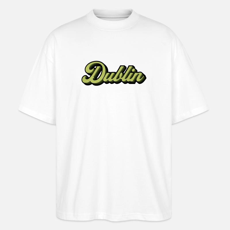 Dublin Retro Script in Lime - Stanley/Stella Oversized Unisex Organic T-shirt Blaster 2.0 - white