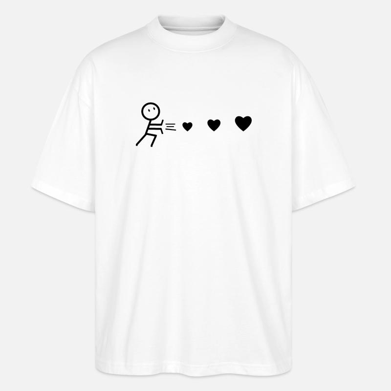 Herzenswerfender Schwarzer Mann - Stanley/Stella Oversized Unisex Bio T-Shirt Blaster 2.0 - Weiß