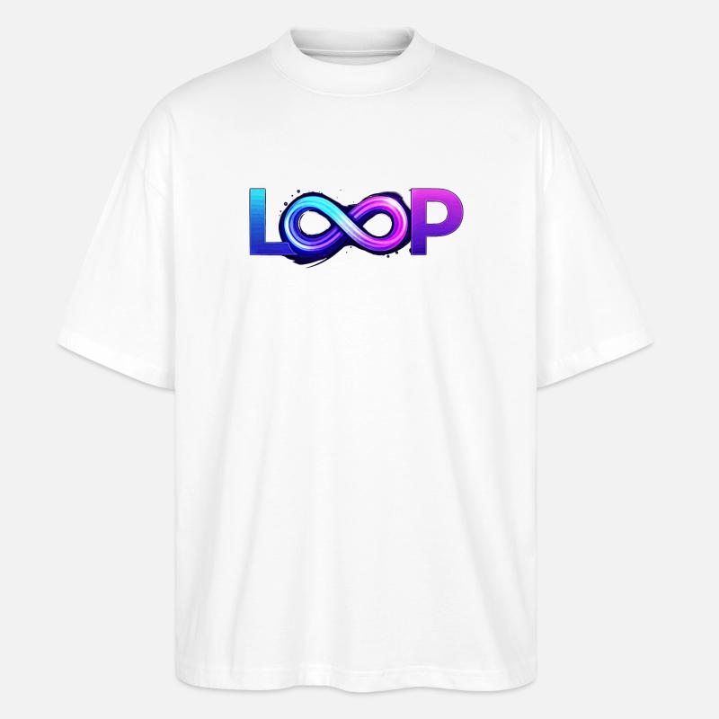 Neon Loop Infinity - Stanley/Stella Oversized Unisex Organic T-shirt Blaster 2.0 - white