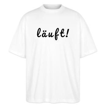 running! - Stanley/Stella Oversized Unisex Organic T-shirt Blaster 2.0 - white - Front - Alina (178cm) & Michal (187cm)
