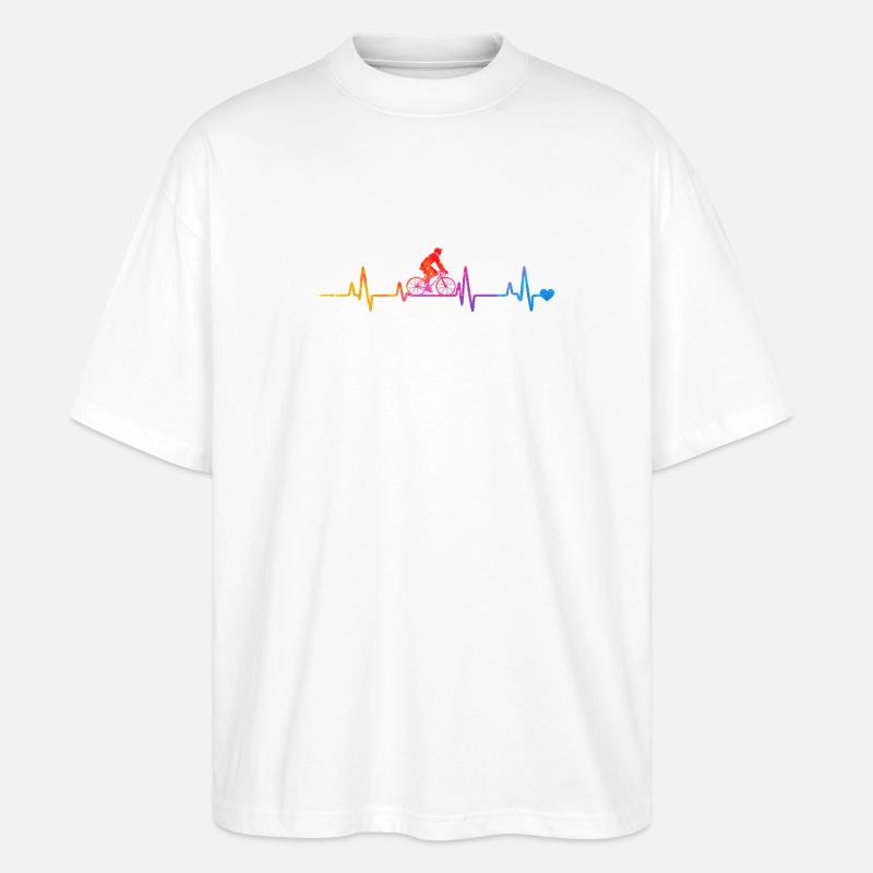 Regenbogenradeln mit Herzschlag - Stanley/Stella Oversized Unisex Bio T-Shirt Blaster 2.0 - Weiß