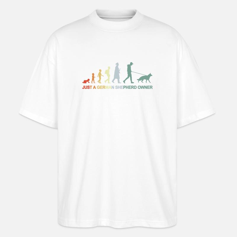 Evolution Schäferhund Besitzer - Stanley/Stella Oversized Unisex Bio T-Shirt Blaster 2.0 - Weiß