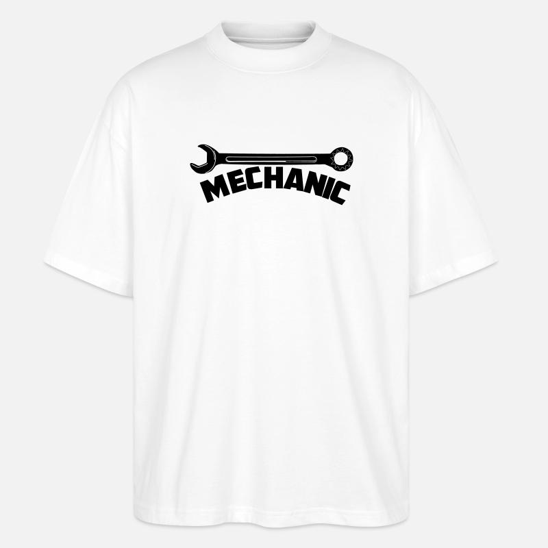 Mécanicien avec texte clé Mécanicien - T-shirt bio Blaster 2.0 coupe oversize Stanley/Stella Unisexe - blanc