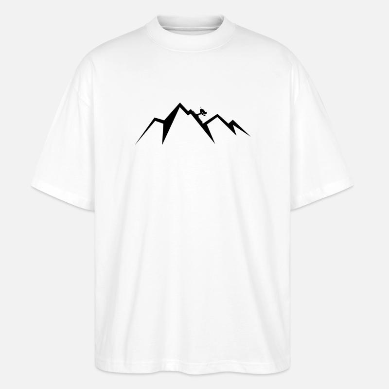 Skifahrer in Berglandschaft - Stanley/Stella Oversized Unisex Bio T-Shirt Blaster 2.0 - Weiß