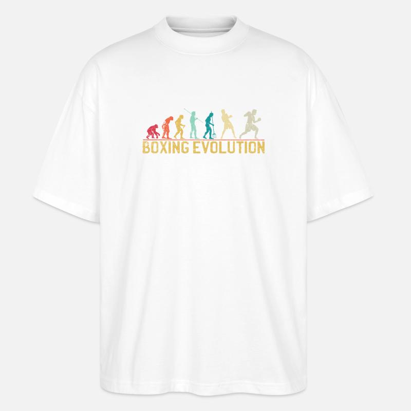 Boxing Evolution Progression Design - Stanley/Stella Oversized Unisex Organic T-shirt Blaster 2.0 - white