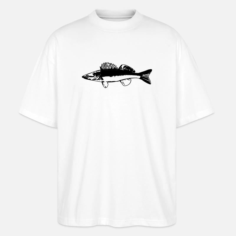 Fisch im Wasser Design auf Blau - Stanley/Stella Oversized Unisex Bio T-Shirt Blaster 2.0 - Weiß