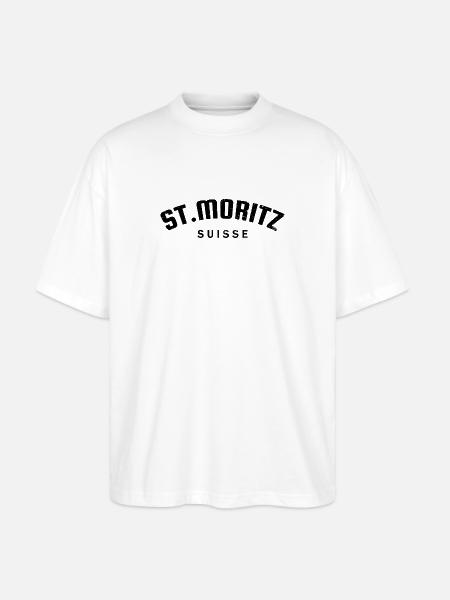 St. Moritz - Suisse - Switzerland - Swiss - Stanley/Stella Oversized Unisex Organic T-shirt Blaster 2.0 - white