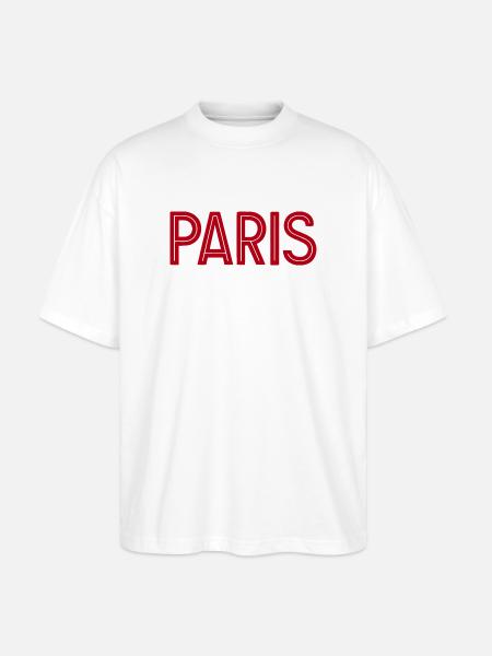 Paris Red Geometric Typography - Stanley/Stella Oversized Unisex Organic T-shirt Blaster 2.0 - white