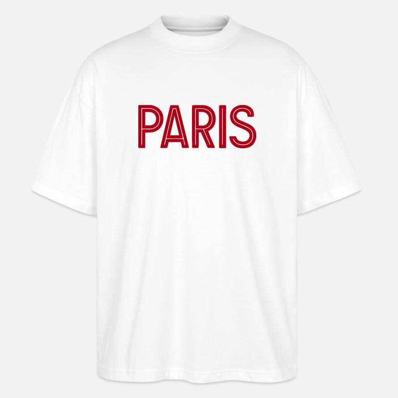 Paris Red Geometric Typography - Stanley/Stella Oversized Unisex Organic T-shirt Blaster 2.0 - white