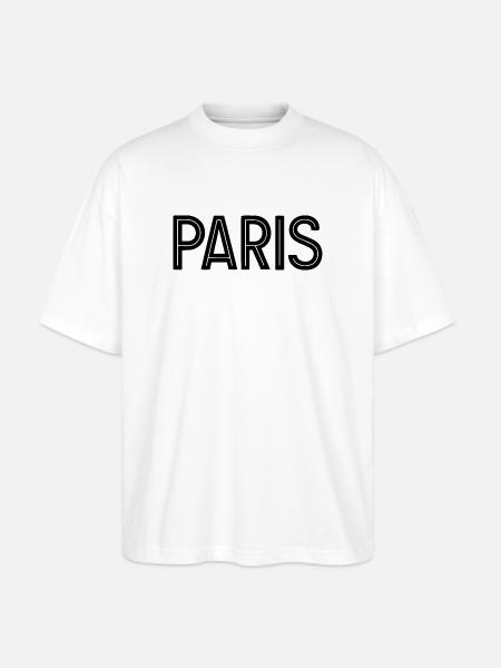 Paris Black Geometric Typography - Stanley/Stella Oversized Unisex Organic T-shirt Blaster 2.0 - white
