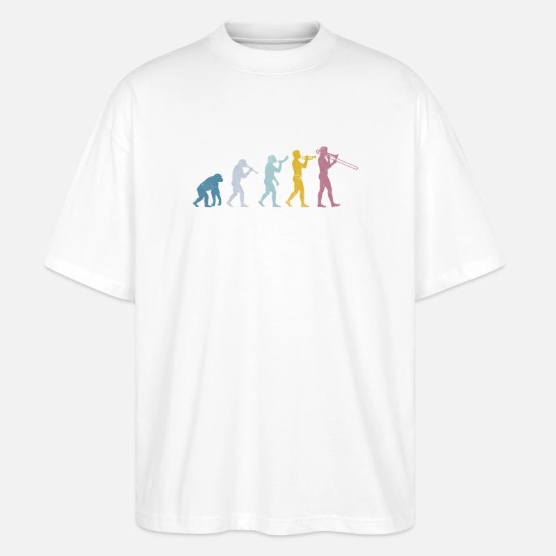 Évolution du trombone - T-shirt bio Blaster 2.0 coupe oversize Stanley/Stella Unisexe - blanc