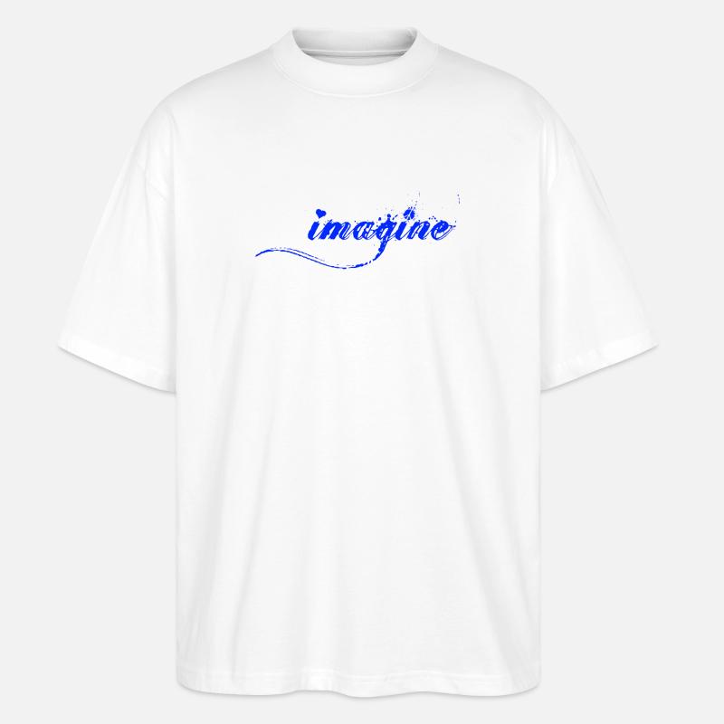 Imagine Blaue Farbklecks Script - Stanley/Stella Oversized Unisex Bio T-Shirt Blaster 2.0 - Weiß