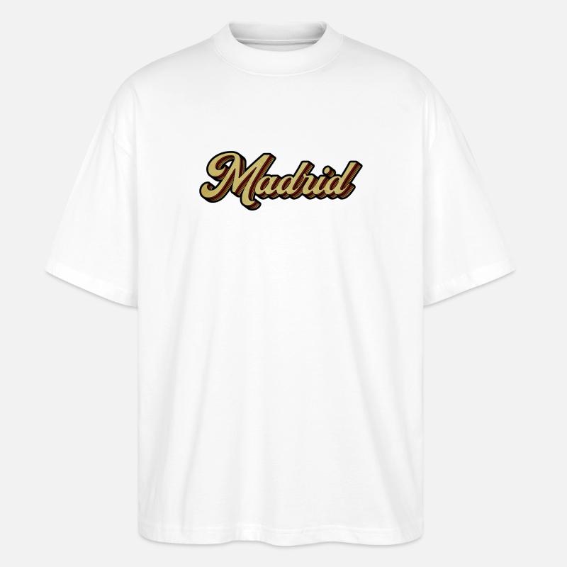 Madrid Retro Striped Script - Stanley/Stella Oversized Unisex Bio T-Shirt Blaster 2.0 - Weiß