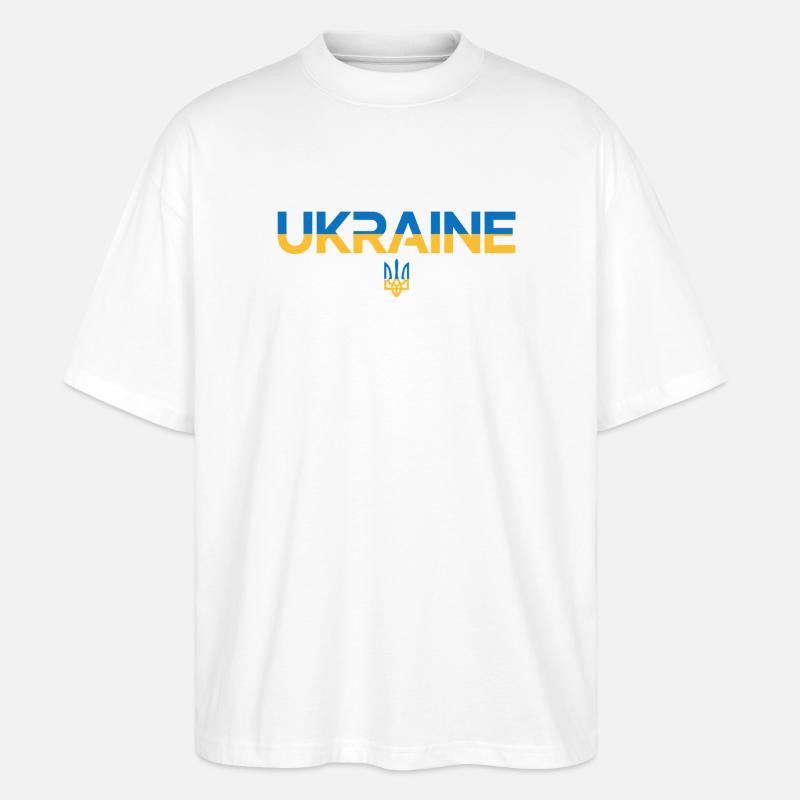 Ukraine Flagge Dreizack Emblem Kunst - Stanley/Stella Oversized Unisex Bio T-Shirt Blaster 2.0 - Weiß