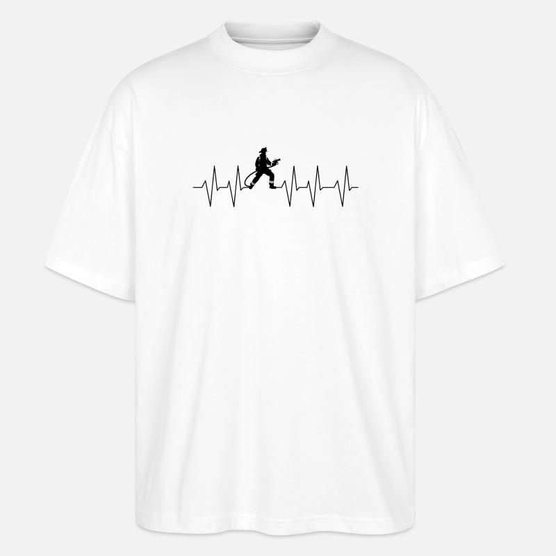 Pompier Pompier Battement de cœur - T-shirt bio Blaster 2.0 coupe oversize Stanley/Stella Unisexe - blanc