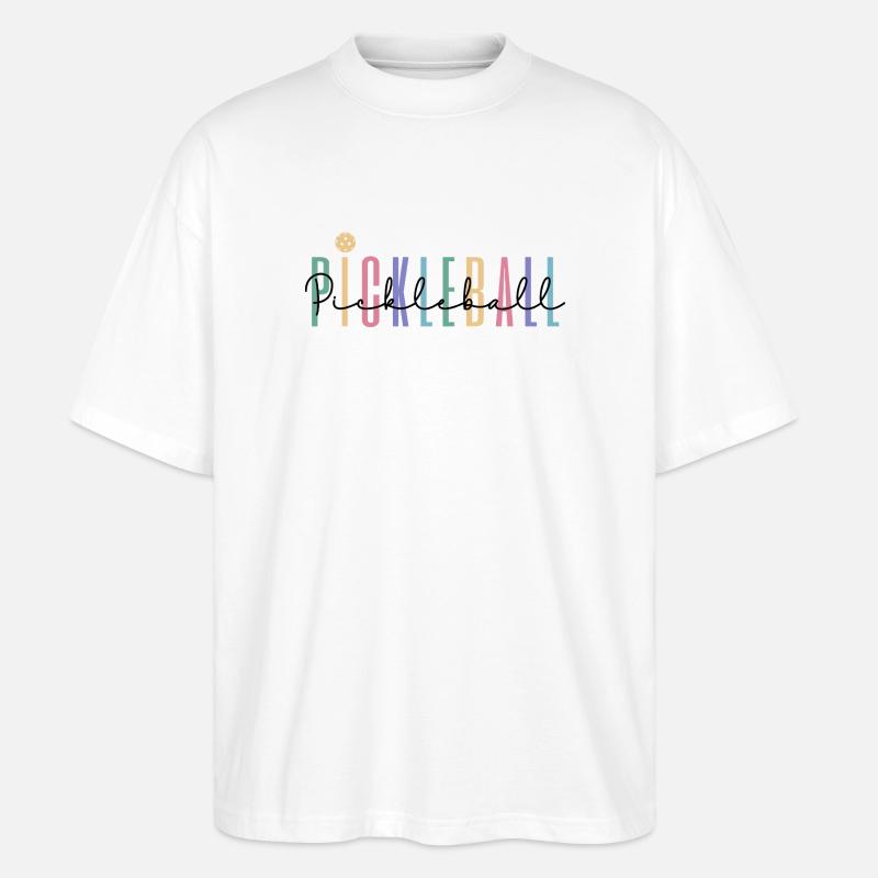 Pastel Rainbow Pickleball Player - Stanley/Stella Oversized Unisex Organic T-shirt Blaster 2.0 - white