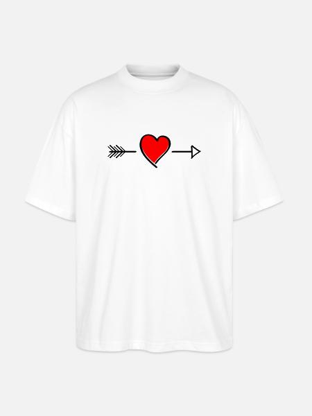 Heart contrast on black - Stanley/Stella Oversized Unisex Organic T-shirt Blaster 2.0 - white