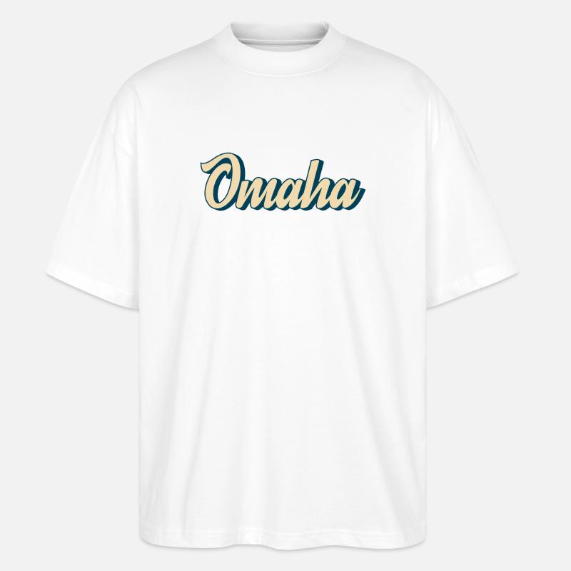 Omaha Script Retro - Stanley/Stella Oversized Unisex Organic T-shirt Blaster 2.0 - white