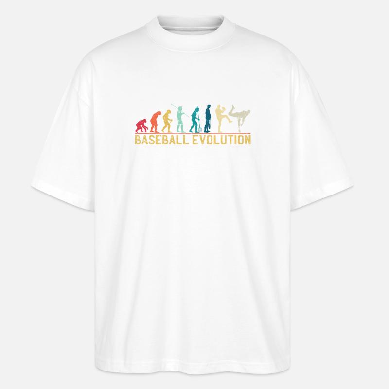 Illustration de l’évolution du baseball - T-shirt bio Blaster 2.0 coupe oversize Stanley/Stella Unisexe - blanc