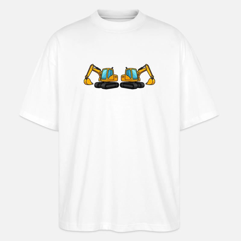 Silhouette de machine de construction double - T-shirt bio Blaster 2.0 coupe oversize Stanley/Stella Unisexe - blanc