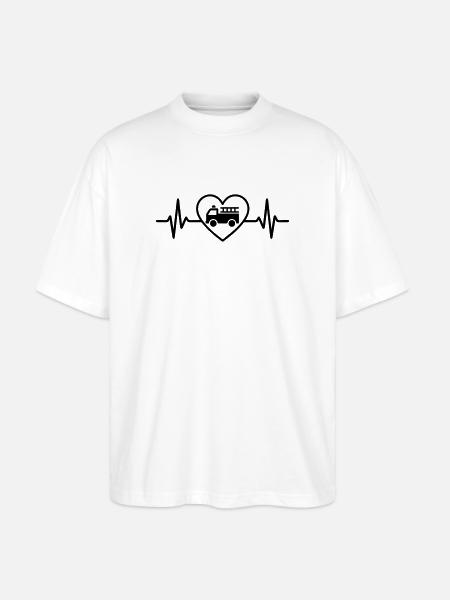 Fire Truck Heart - Stanley/Stella Oversized Unisex Organic T-shirt Blaster 2.0 - white