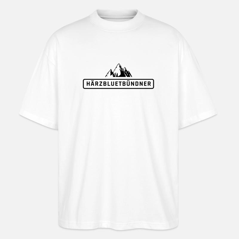 Härzbluetbündner, Stolzer Bündner aus Graubünden - Stanley/Stella Oversized Unisex Bio T-Shirt Blaster 2.0 - Weiß