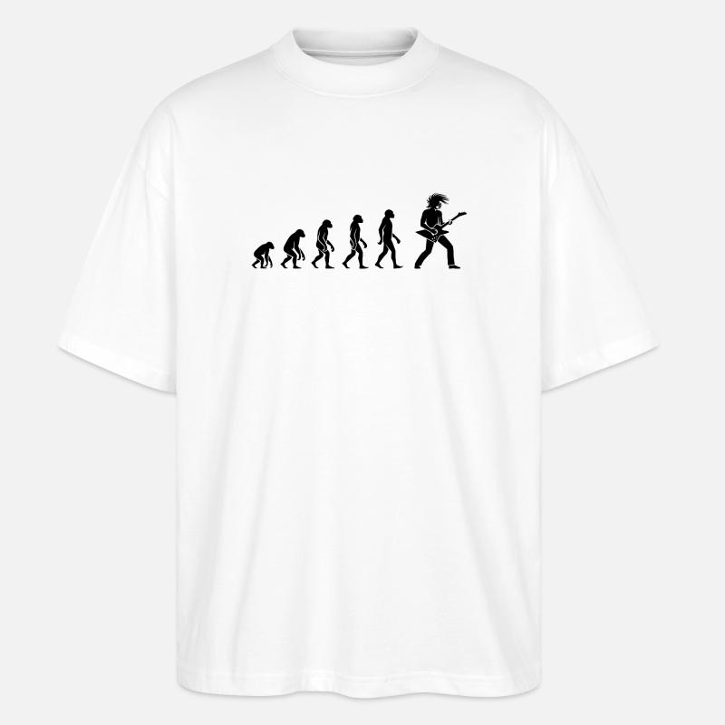 Evolution Rock 'n' Roll Gitarrist Design - Stanley/Stella Oversized Unisex Bio T-Shirt Blaster 2.0 - Weiß