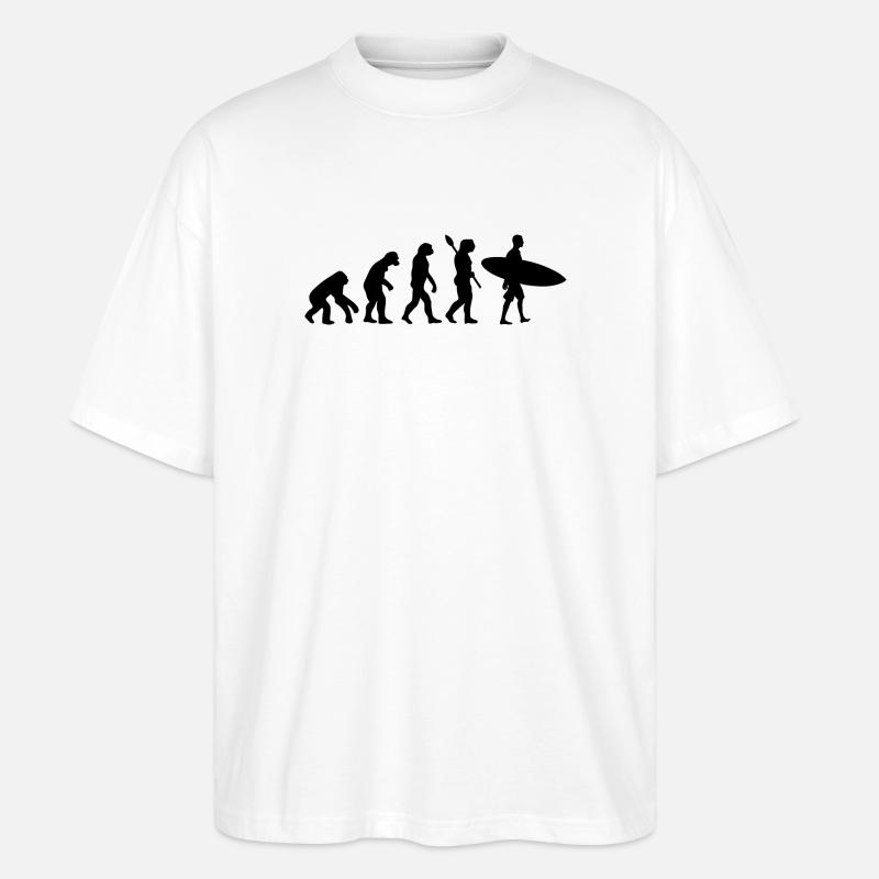 Surfer Lustig Menschliche Evolution - Stanley/Stella Oversized Unisex Bio T-Shirt Blaster 2.0 - Weiß