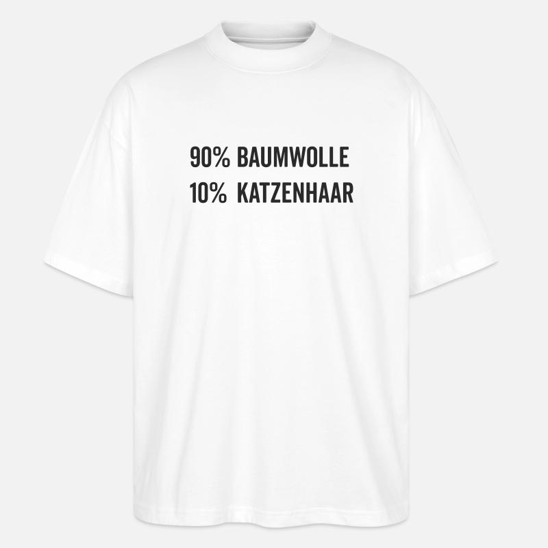 Baumwolle Katzenhaar Geschenk Katzenfreund - Stanley/Stella Oversized Unisex Bio T-Shirt Blaster 2.0 - Weiß