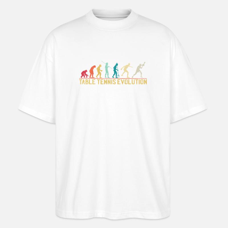 Table Tennis Evolution Progression Design - Stanley/Stella Oversized Unisex Organic T-shirt Blaster 2.0 - white