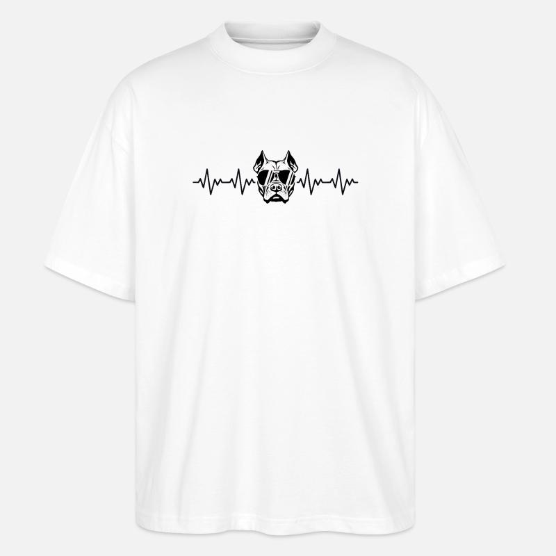 ECG du rythme cardiaque du pitbull - T-shirt bio Blaster 2.0 coupe oversize Stanley/Stella Unisexe - blanc