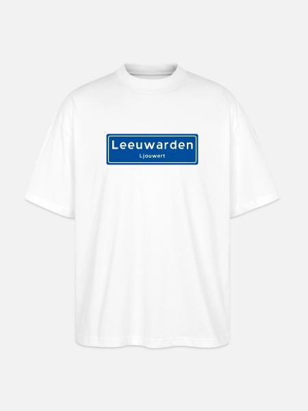Leeuwarden stednavn tegn - Stanley/Stella Oversize Unisex Øko T-shirt Blaster 2.0 - hvid