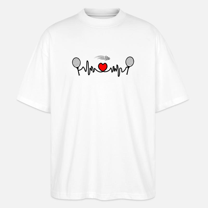Badminton Cardio Herz - Stanley/Stella Oversized Unisex Bio T-Shirt Blaster 2.0 - Weiß