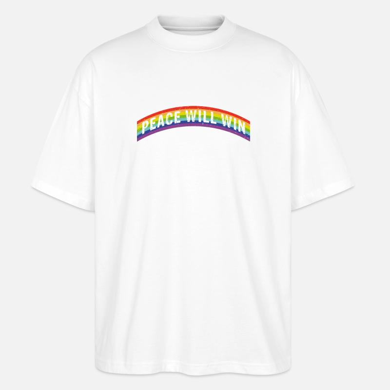 Rainbow Rainbow Peace will win - Stanley/Stella Oversized Unisex Organic T-shirt Blaster 2.0 - white