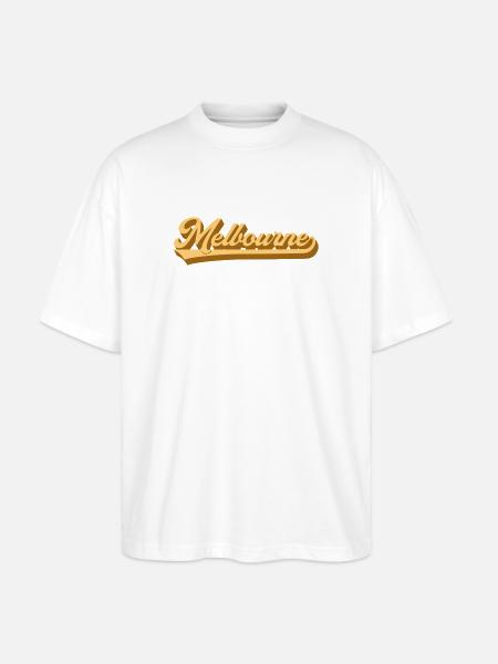 Melbourne Gold Retro Font - Stanley/Stella Oversized Unisex Organic T-shirt Blaster 2.0 - white