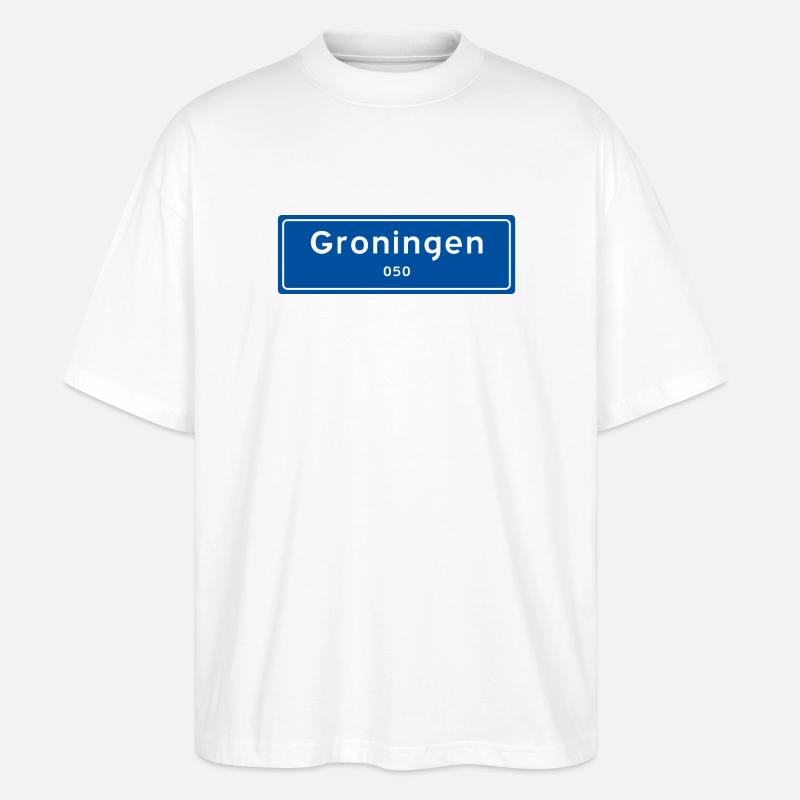 Groningen 050 Ortsschild - Stanley/Stella Oversized Unisex Bio T-Shirt Blaster 2.0 - Weiß