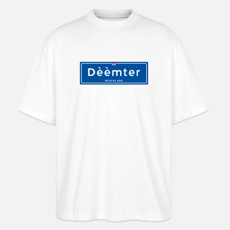 Ortsschild Dèèmter (Deventer) - Stanley/Stella Oversized Unisex Bio T-Shirt Blaster 2.0 - Weiß