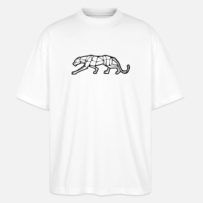 Geometrisches Design des Panthers - Stanley/Stella Oversized Unisex Bio T-Shirt Blaster 2.0 - Weiß
