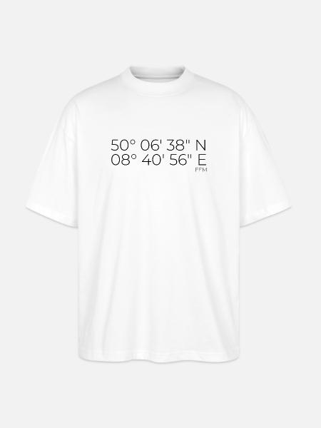 Coordonnées Francfort-sur-le-Main FFM - T-shirt bio Blaster 2.0 coupe oversize Stanley/Stella Unisexe - blanc