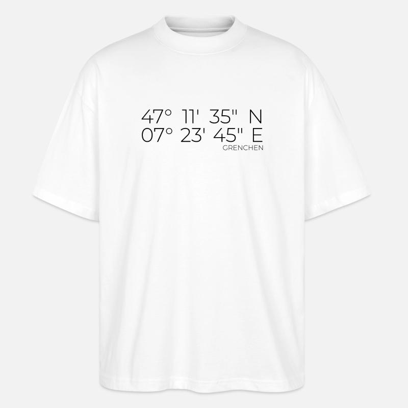 Koordinaten Grenchen Schweiz - Stanley/Stella Oversized Unisex Bio T-Shirt Blaster 2.0 - Weiß