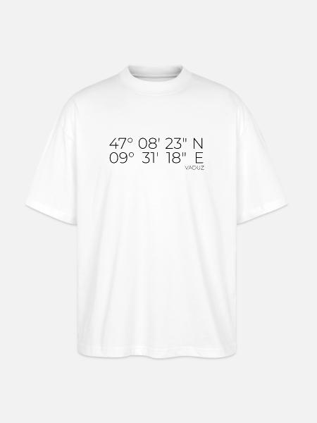 Coordonnées Vaduz Liechtenstein - T-shirt bio Blaster 2.0 coupe oversize Stanley/Stella Unisexe - blanc