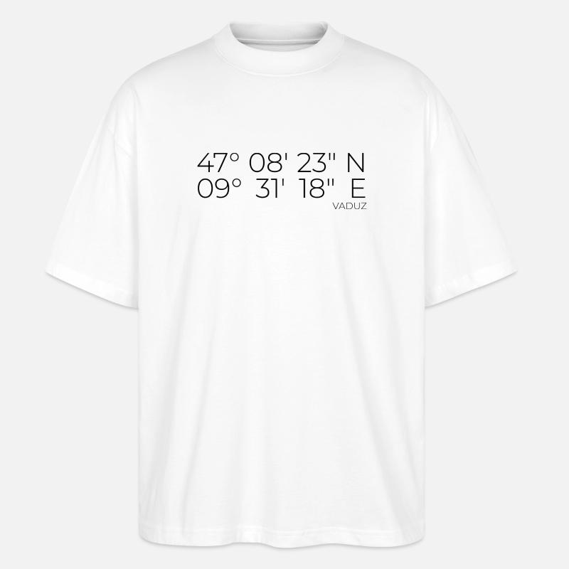 Coordinates Vaduz Liechtenstein - Stanley/Stella Oversized Unisex Organic T-shirt Blaster 2.0 - white