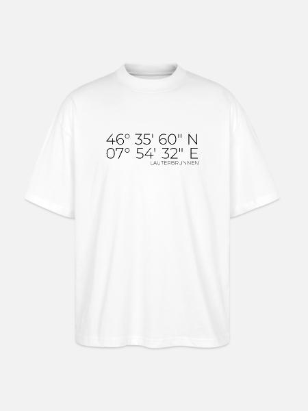 Coordinates Lauterbrunnen, Switzerland - Stanley/Stella Oversized Unisex Organic T-shirt Blaster 2.0 - white