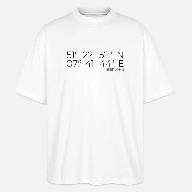 Koordinaten Iserlohn - Stanley/Stella Oversized Unisex Bio T-Shirt Blaster 2.0 - Weiß