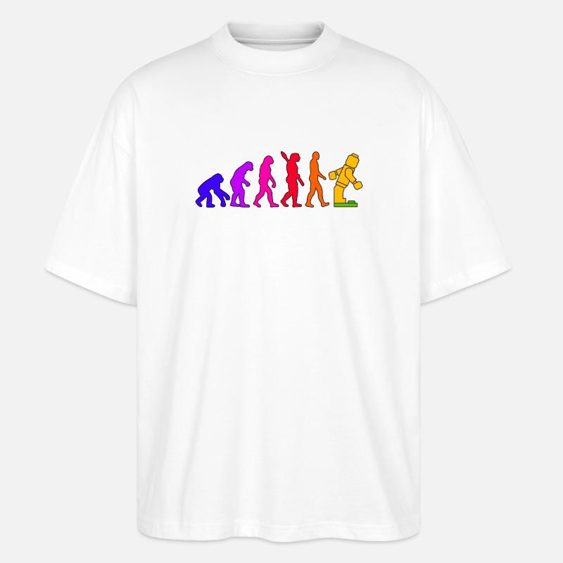 Klemmbaustein Evolution Menschheit Noppenbaustein - Stanley/Stella Oversized Unisex Bio T-Shirt Blaster 2.0 - Weiß