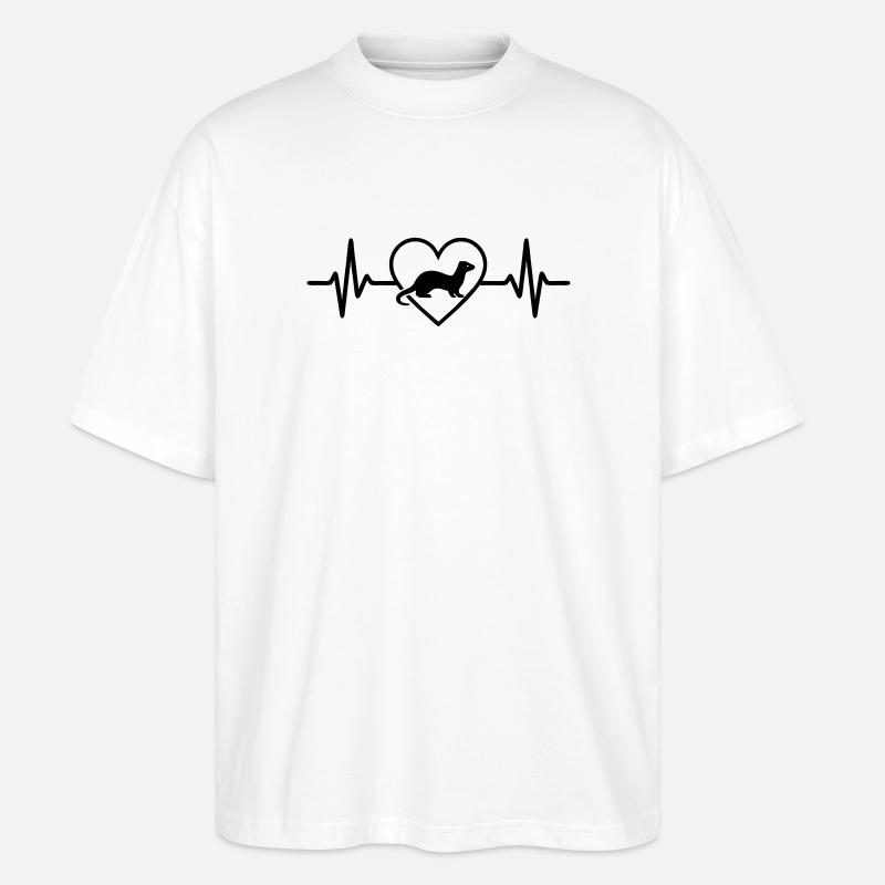 Frettchen Herz - Stanley/Stella Oversized Unisex Bio T-Shirt Blaster 2.0 - Weiß