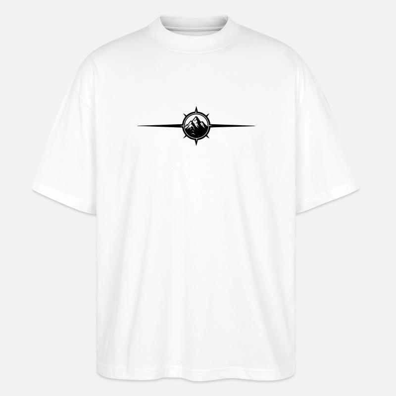 Kompass Symbol Berge - Stanley/Stella Oversized Unisex Bio T-Shirt Blaster 2.0 - Weiß
