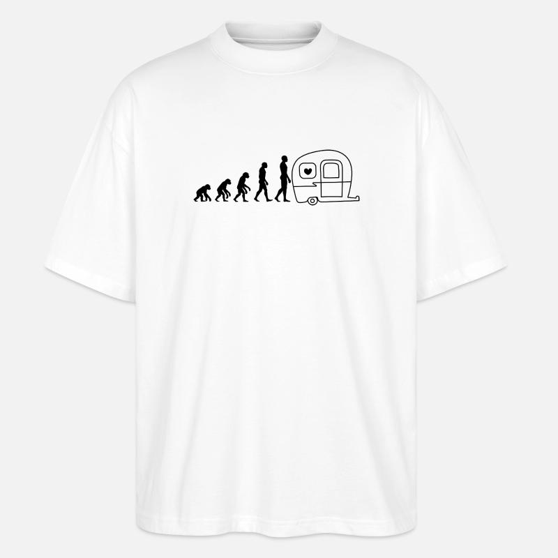 EVOLUTION CAMPING! VANLIFE MOTORHOME - Stanley/Stella Oversized Unisex Organic T-shirt Blaster 2.0 - white