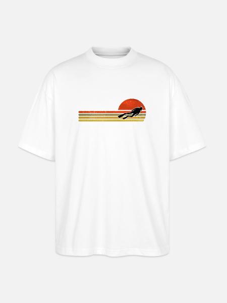 Retro Sunset Jump Figure - Stanley/Stella Oversized Unisex Organic T-shirt Blaster 2.0 - white